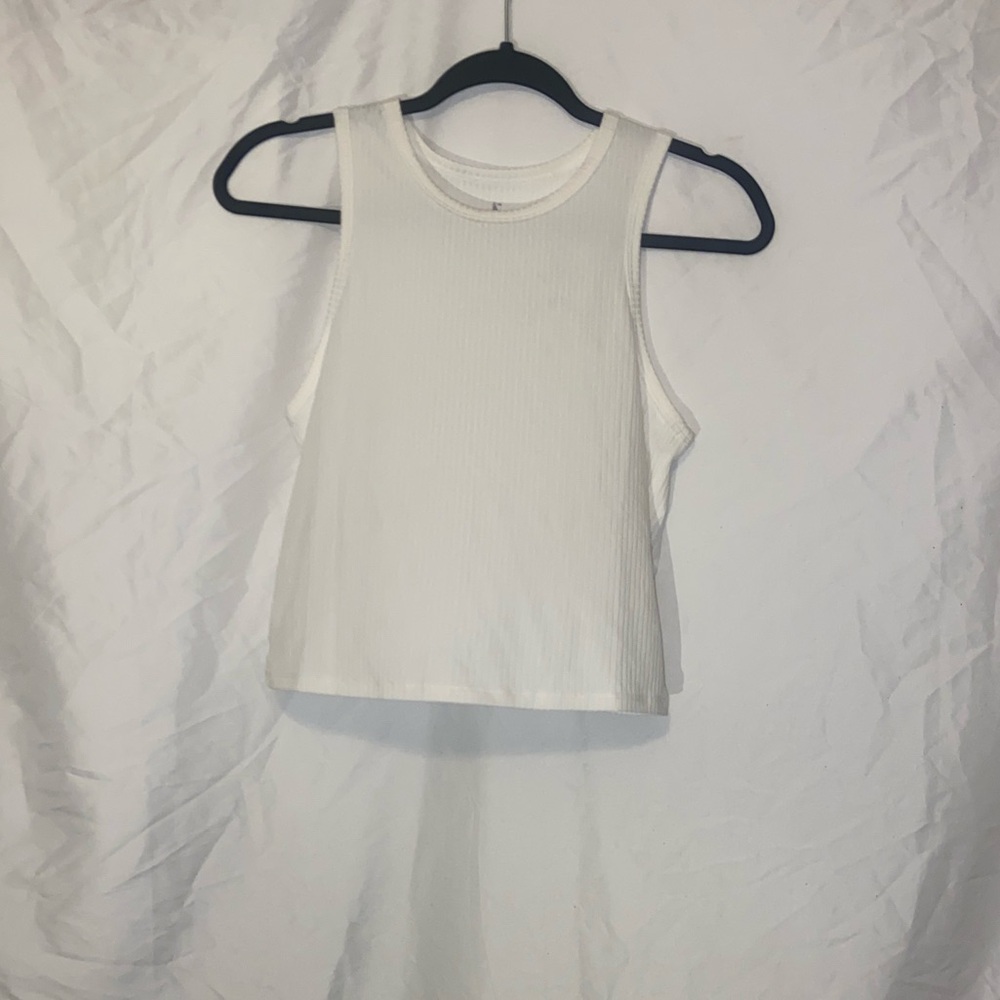 Skechers White Ribbed Tank Top